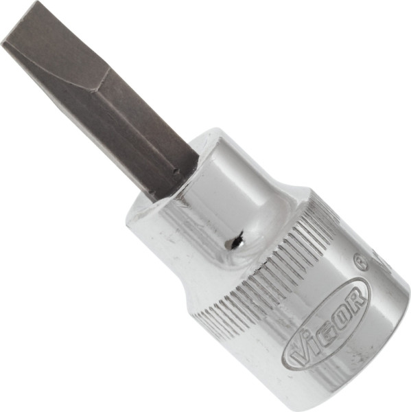 VIGOR Schraubendreher-Einsatz, Vierkant hohl 10 mm (3/8 Zoll), Schlitz Profil, 1 x 7 mm, V2287N