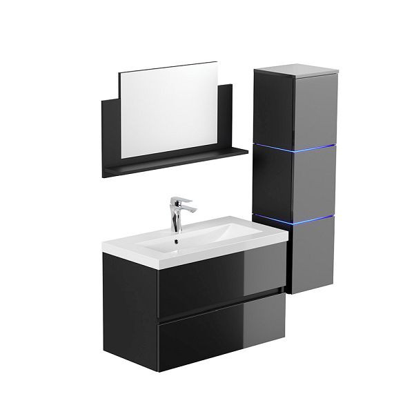 HOME DELUXE Badezimmermöbel WANGEROOGE BIG Deluxe – L Schwarz, 55766