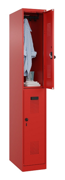 C+P Doppelstöckiger Spind Evolo PLUS, 2 Fächer, 1850x300x500mm, 3020/3020, Drehriegel, 049300-10 S10025