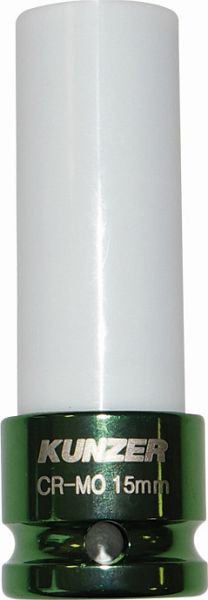 Kunzer 1/2" Impact-Radmutterneinsatz 15 mm, Länge 85 mm (dunkelgrün), 812RK15