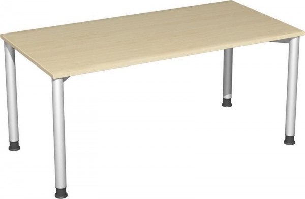 geramöbel Schreibtisch höhenverstellbar, 1600x800x680-800, Ahorn/Silber, S-555103-AS