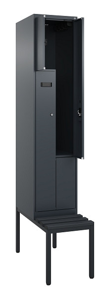 C+P Z-Spind Evolo PLUS, Bank, 2 Fächer, 2120x400x815mm, 7016/7016, Zylinderschloss, Sitzfläche Kunststoff, Sitzbank, 0490537-122 S10097