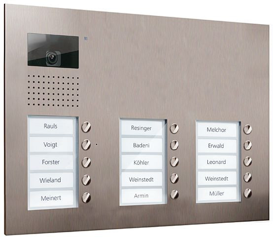 TCS Video Außenstation Serie AVU mit 15 Klingeltasten (rechtsbündig), 3-spaltig, UP Edelstahl, AVU16150-0030