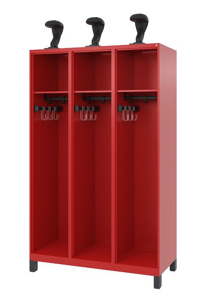 C+P Feuerwehrspind Evolo, Modell EXPERT, 3 Abteile, H1950B1200T500 mm, Feuerrot, Füße, 0491015-32 S10008