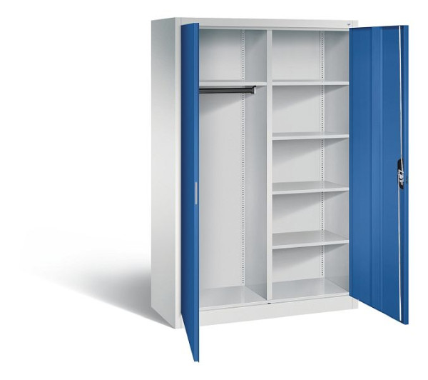 C+P Akten-/Garderobenschrank Acurado, H1950xB1200xT500mm, Farbe: Lichtgrau / Enzianblau, Muldengriff, 9480-30 S10036