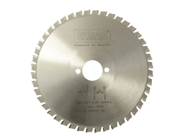 ELMAG HM-Kreissägeblatt Dry-Cutter Edelstahl, 180x1,8/1,4x30/20 44 Zähne für Rohrsägen, 78340