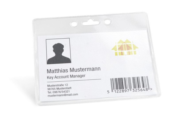 Eichner PVC-Ausweishülle A7 quer - transparent, 113 x 77/94 mm mit Euroloch und 2 Rundlöchern, VE: 100 Stück, 9218-06023-110