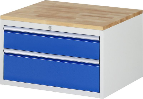 RAU Schubladenschrank Serie 7000, B770 x T650 x H465mm, 2 x Schublade-Größe-XL 1xH150, 1xH210 mm, Buche-Massiv-Arbeitsplatte, Stärke 25 mm, 03-XL2.11A-B.11