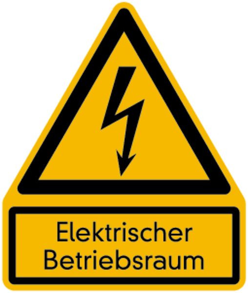 Schilder Klar Warnzeichen Kombischild Elektrischer Betriebsraum, 200x237 mm Folie selbstklebend, 7501/62