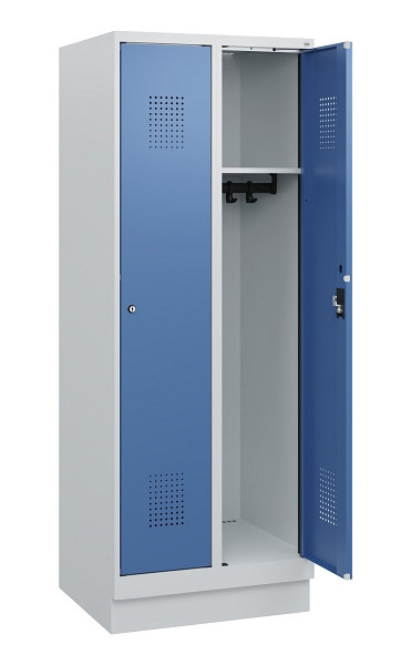 C+P Spind Evolo PLUS, Sockel, 2 Abteile, 1630x600x500mm, 7035/5023, Zylinderschloss, 0490205-20 S10033