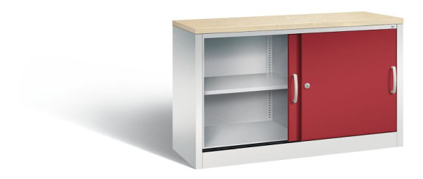 C+P Sideboard mit Schiebetüren Acurado, H720xB1200xT400mm, Farbe: Lichtgrau / Rubinrot, Bügelgriff, 2 OH, 5723-00 S10450