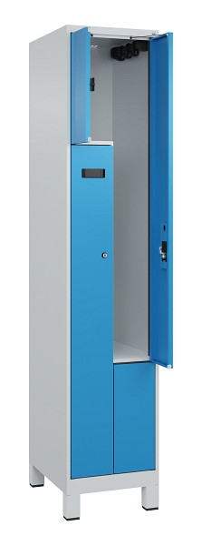 C+P Z-Spind Evolo PLUS, Füße, 2 Fächer, 1950x400x500mm, 7035/5012, Zylinderschloss, 049013-122 S10035