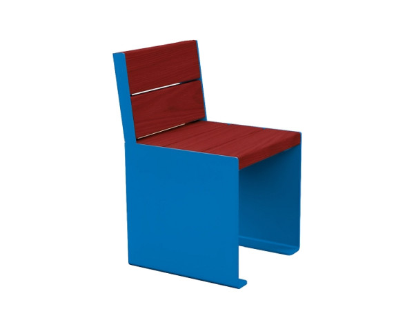 Procity Stuhl Kube. Mit Rückenlehne, Stahl & Holz, Mahagoni/RAL 5010, 306394.5010.ACAJ