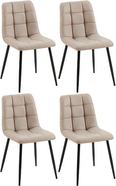 CLP 4er Set Esszimmerstuhl Antibes Kunstleder, taupe, 325043