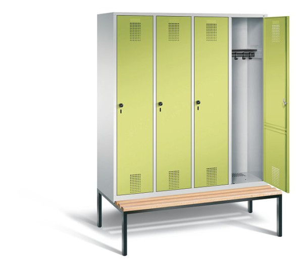 C+P Garderobenschrank Evolo, H2090xB1590xT815mm, Farbe: Lichtgrau / Viridingrün, 48050-42 S10182