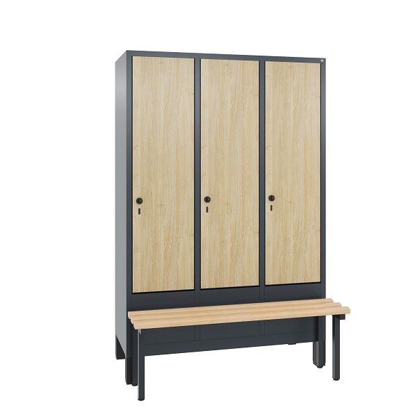 C+P Spind Evolo, 3 Abteile, H1850xB1200xT815 mm, Anthrazit/MDF Eiche, 48030-32 S10366