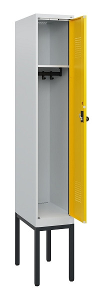 C+P Spind Evolo PLUS, Gestell, 1 Abteil, 1950x300x500mm, 7035/1023, Drehriegel, 0490305-10 S10001