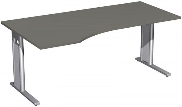 geramöbel PC-Schreibtisch links starr, C Fuß Blende optional, 1800x1000x720, Graphit/Silber, N-648306-GS