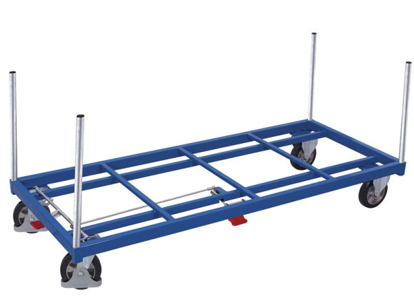 VARIOfit Rungenwagen, Ladefläche: 1.380 x 805 mm, RAL 5010 enzianblau, Radsatz: Bereifung aus Elastikvollgummi, sw-1300