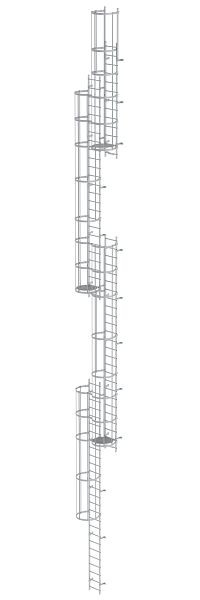 Munk Günzburger Steigtechnik Mehrzügige Steigleiter mit Rückenschutz (Notleiter) Aluminium eloxiert 19,96m, 500270