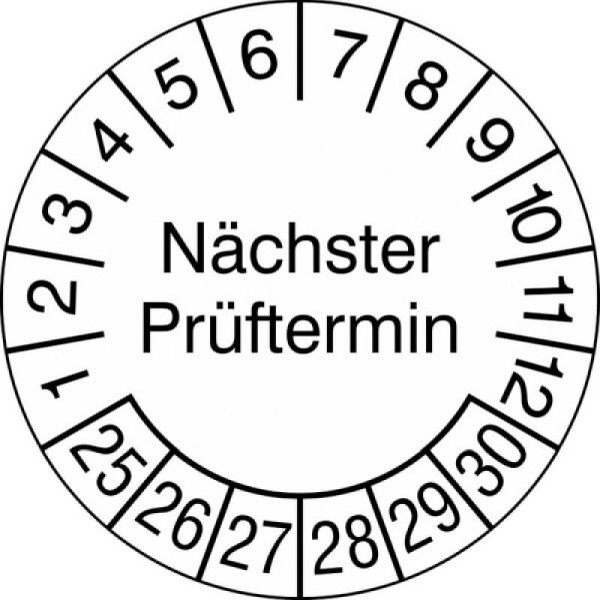 Stein HGS Prüfplaketten ohne Jahresfarbe (6 Jahre), Papier, Ø 20 mm, 2025-2030, 31.c7031-25