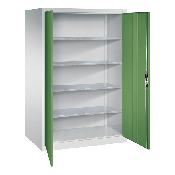 C+P Flügeltürenschrank Acurado, H1950xB1200xT800mm, 7035/6011, Traglast 70 kg, 8934-00 S10362