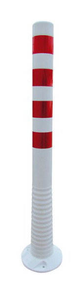 Schake Flexipfosten weiß rot reflektierender Streifen Ø 80 mm, Höhe 1000 mm Ø 80 mm, PUR, 4 reflektierende Streifen, inkl. 3 Schrauben und Dübel, 412221