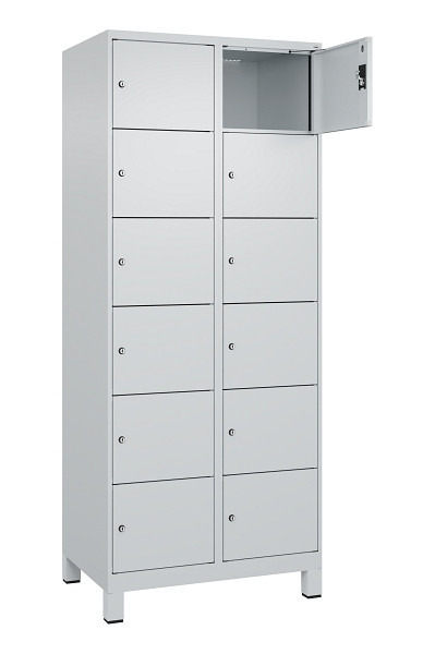 C+P Schließfachschrank Evolo PLUS, mit Füßen, 12 Fächer, 1950x800x500mm, 7035/7, Frontfarbe RAL 7035 Lichtgrau, 049010-226 S10013