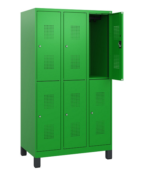 C+P Doppelstöckiger Spind Evolo PLUS, Füße, 6 Fächer, 1630x900x500mm, 6037/6037, Zylinderschloss, 0493105-30 S10077