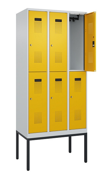 C+P Doppelstock-Spind Evolo PLUS, Gestell, 6 Fächer, 2120x900x500mm, 7035/1004, Zylinderschloss, 0493307-30 S10027