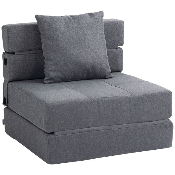 HOMCOM Schlafsessel Relaxsessel Gästebett, abnehmbarer Bezug, 70 x 70 x 61 cm, Dunkelgrau, 839-027V01CG
