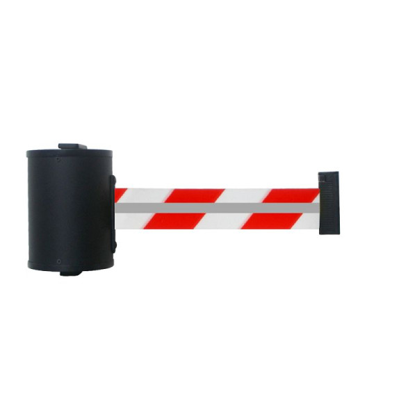 Stein HGS Wandgurtkassette 'P-Line 700 Reflex' aus Metall, Gurtlänge 7 m, reflektierendes Band, rot/weiß mit Reflektorstreifen, 65869.0001