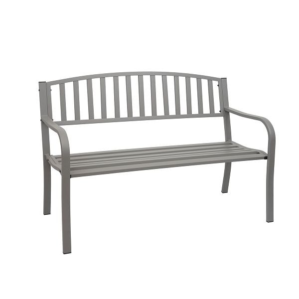 Mendler Gartenbank HWC-F43, Bank Parkbank Sitzbank, 2-Sitzer pulverbeschichteter Stahl, grau, 69697