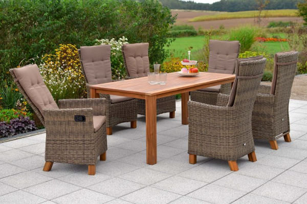 Merxx Toskana Set 13-teilig, 6 Toskana Hochlehner, durch Gasdruckfeder verstellbar, inkl. Kissen, 1 Tisch 185 x 90 cm, 50419-211