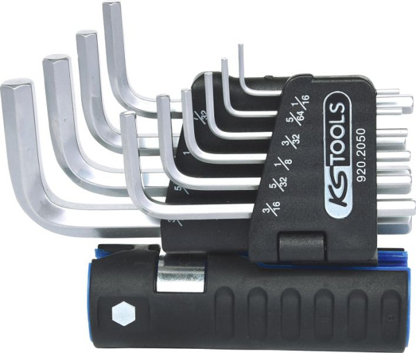 KS Tools 3 in 1 Innen6kant-Winkelstiftschlüssel-Satz, 10-teilig kurz, Zoll, 920.2050