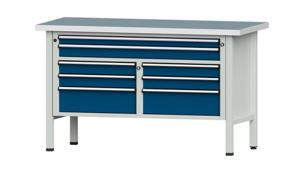 ANKE Werkbänke Kastenwerkbank, Modell 259 V, 1500 x 700 x 890 mm, RAL 7035/5010, UBP 40 mm, 304.153