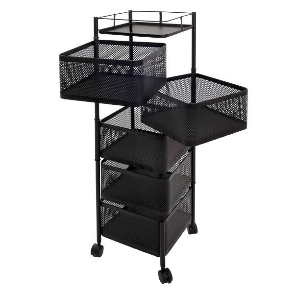 Mendler Rollregal HWC-N52, Rollwagen Multifunktionsregal Aufbewahrung Küche, rollbar Körbe schwenkbar Eisen 94x30x30cm, schwarz, 106439