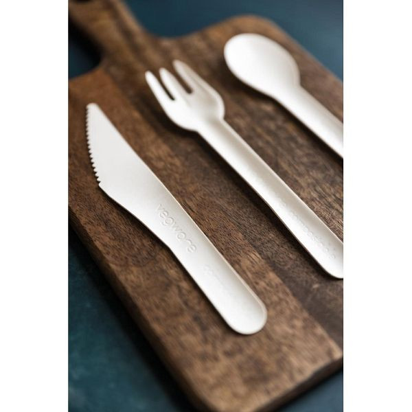 Vegware Kompostierbare Papiergabel (1000 Stück), elegant-weiß, CU543