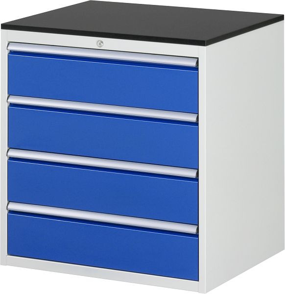 RAU Schubladenschrank Serie 7000, B770xT650xH820mm, 4 x Schublade-Größe-XL 4xH180mm, Arbeitsplatte mit Melaminharzbeschichtung, Stärke 19mm, 03-XL5.1A-M.11