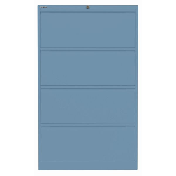 Bisley Hängeregistraturschrank, doppelbahnig, 4 HR-Schubladen, 605 blau, DF4605