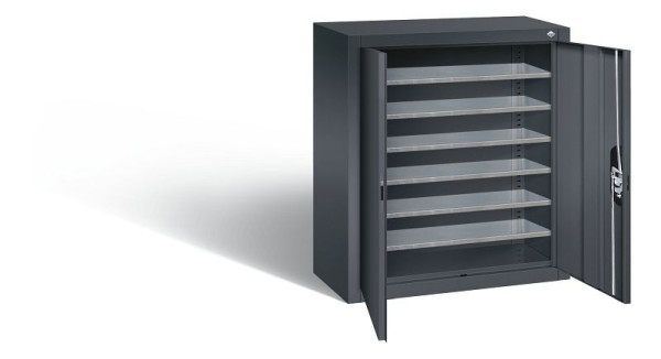 C+P Magazinschrank Serie 13, H830xB700xT300mm, Farbe: Schwarzgrau, Muldengriff, 134013-20 S10068
