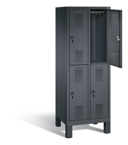 C+P Spind doppelstöckig Evolo, H1650xB610xT500mm, Farbe: Schwarzgrau, 483106-20 S10049