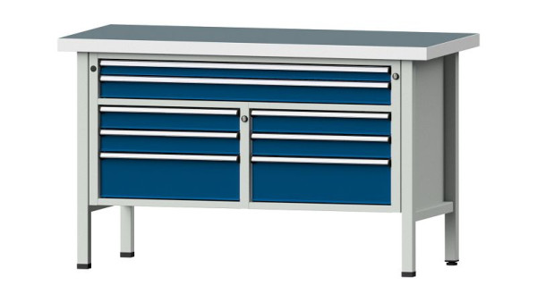 ANKE Werkbänke Kastenwerkbank, Modell 259 V, 1500 x 700 x 900 mm, RAL 7035/5010, UBP 50 mm, 304.155