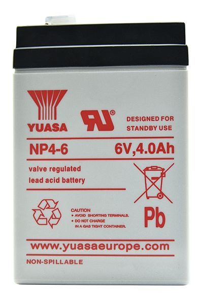 Yuasa Blei-Säure Akku 6 V, 4,5 Ah für PL-850, PL-838 LB, 300121
