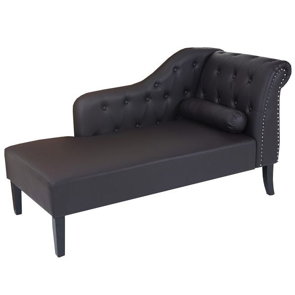 Mendler Luxus Recamiere Chesterfield, Relaxliege Loungesofa Chaiselongue, Kunstleder, braun, 52244+52245+52246