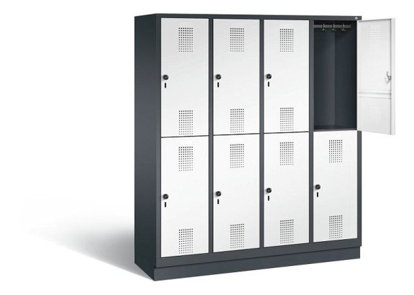 C+P Spind doppelstöckig Evolo, H1800xB1590xT500mm, Farbe: Schwarzgrau / Verkehrsweiß, 48320-42 S10319