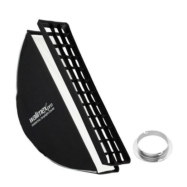 Walimex pro Essential Striplight Softbox 22x90cm + Softboxadapter für Elinchrom (Außendurchmesser: 15,2 cm), um 360° drehbar, 1023451