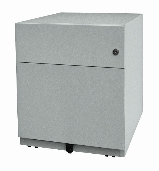 Bisley Rollcontainer Note mit Griff, 1 Universalschublade, 1 HR-Schublade, silber, NWH59M7SF355