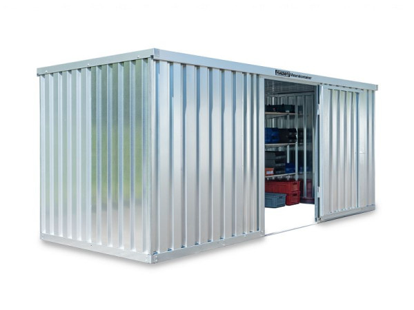 FLADAFI Materialcontainer MC 1500, verzinkt, zerlegt, ohne Boden, 5.080 x 2.170 x 2.115 mm, Einflügeltür auf der 5 m Seite, F15210101