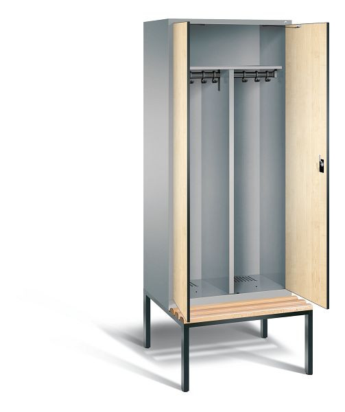 C+P Schwarz-Weiss-Spind Evolo, H2090xB810xT815mm, Farbe: Weißaluminium / Dekor Donau-Ahorn, 48052-22 S10131